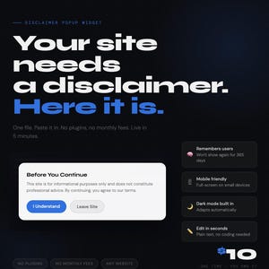 Webseite Impressum Popup | Html + JS | Kein Code | Funktioniert auf WordPress & Wix | Leichtgewicht