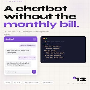 Widget czatu FAQ – kopiuj wklej, chatbot na stronę internetową bez kodu (wersja cyfrowa do pobrania)