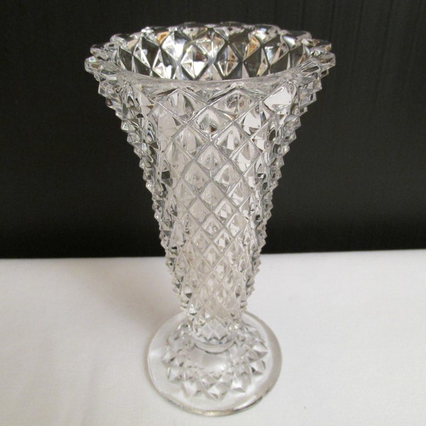 Small Clear Glass English Hobnail Vase 6" Tall