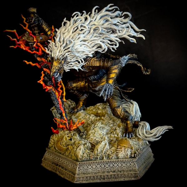 Dark Fantasy Wolf Knight Diorama | Beast Warrior Resin Statue | DIY Unpainted & Hand-Painted Miniature | Soulslike Gamer Gift