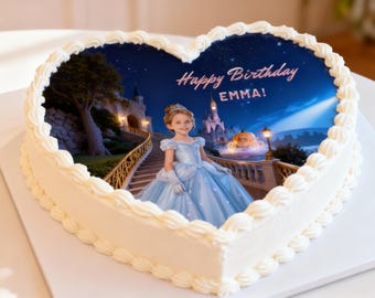 Custom Princess Photo Cake Topper – Personalized Birthday (Digital File)