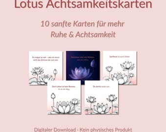 Lotus Achtsamkeitskarten – Druckbare Kunst für Ruhe, Klarheit & tägliche Inspiration