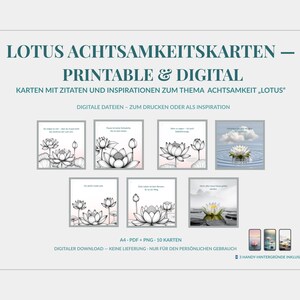 Lotus Achtsamkeitskarten – Druckbare Kunst für Ruhe, Klarheit & tägliche Inspiration