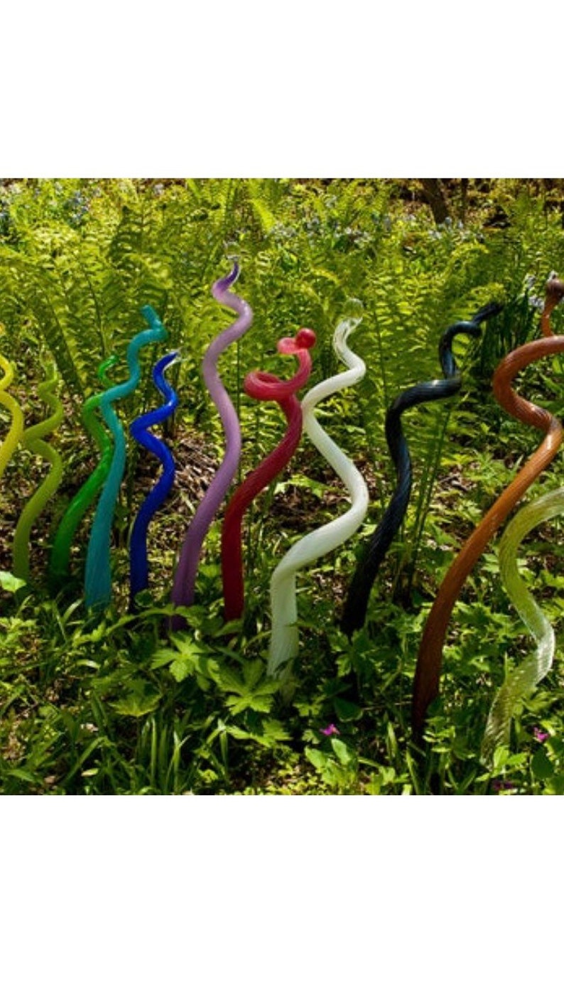 Hand blown glass garden art. 1 garden glass sprout: hand-made, mouth blown, fine yard art glass. Made To Order image 1