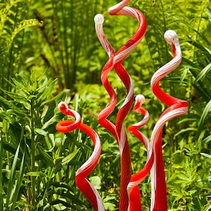 Blown glass garden art  5 sprouts: hand-made, mouth blown, fine yard art glass ***Made To Order***