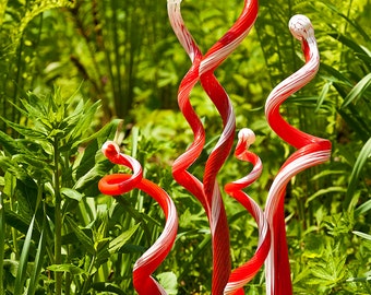 Blown glass garden art  5 sprouts: hand-made, mouth blown, fine yard art glass ***Made To Order***