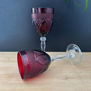Set de 2 verres à eau ou à vin en cristal « Antique Ruby » par Cristal d'Arques-Durand