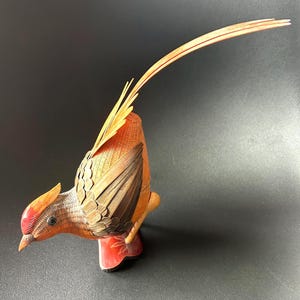 Petit panier vintage chinois en osier. Forme d'oiseau