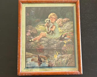 Litografia vintage "Primavera nel Paese delle Meraviglie" di Hy Hintermeister – Arte retrò incorniciata