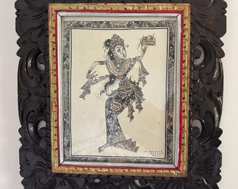 Art vintage original, déesse batik signé par Ny Bo Dung