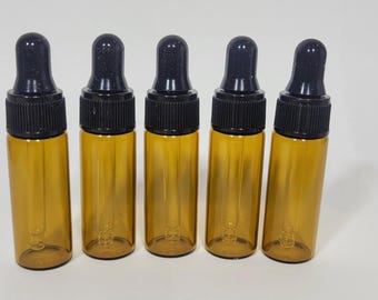 Amber glass bottle 5 ml, Oil Dropper Bottles