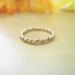 Mixed Metal Double Twist Stacking Ring - 14k Gold Filled and .925 Sterling Silver