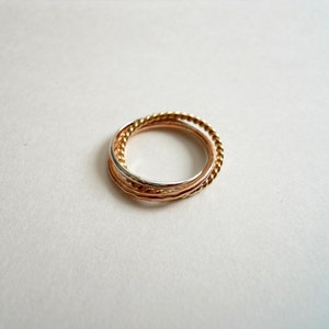 Twisted Fidget Rolling Ring Unique 14k Gold Filled Sterling Silver Mix image 3