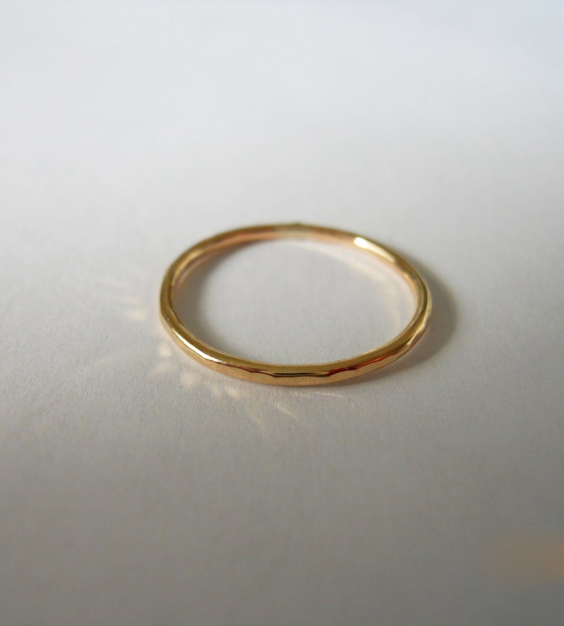 Stacking Hammered Ring 14k Gold Filled image 1
