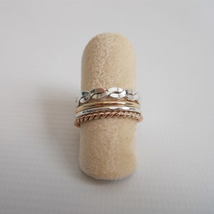 Four Stacking Rings Set Mixed Metal