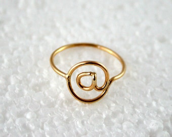 At Symbol @ Ring 14k Gold Filled Twitter Instagram Ring Email