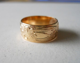 14k Gold Filled Wide Pattern Band Ring