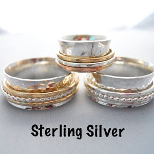 Fidget Spinner Ring - Sterling Silver - Anxiety Ring