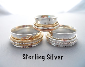 Fidget Spinner Ring - Sterling Silver - Anxiety Ring