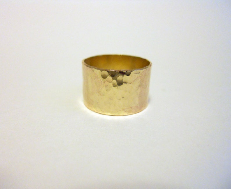 Super Wide Hammered Band Ring 10mm 14k Gold Filled image 3