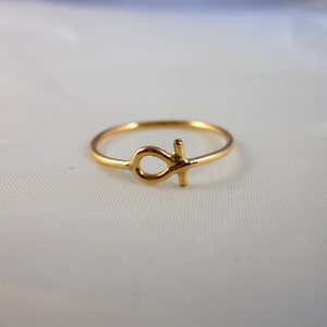 Key of Life Ankh Ring Hieroglyphics 14k Gold Filled Stacking Ring