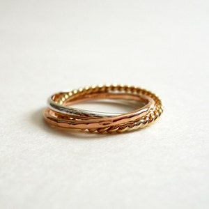 Twisted Fidget Rolling Ring Unique 14k Gold Filled Sterling Silver Mix