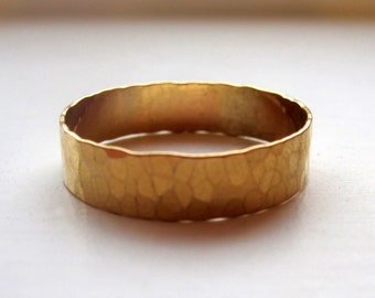Wide Band Hammered Ring - 14k Gold Filled