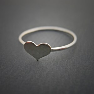Tiny Heart Disk Ring Sterling Silver - Etsy