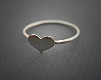 Tiny Heart Disk Ring Sterling Silver