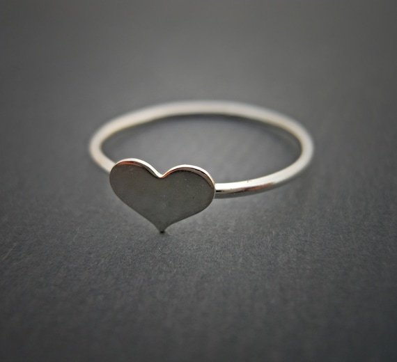 Tiny Heart Disk Ring Sterling Silver | Etsy