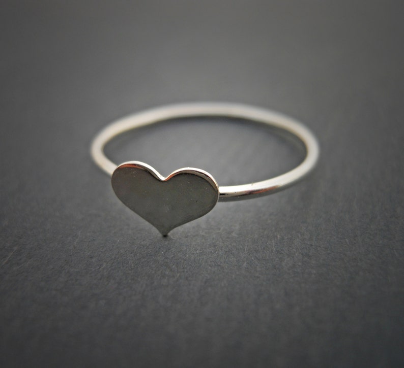 Tiny Heart Disk Ring Sterling Silver image 1