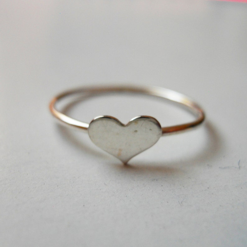 Tiny Heart Disk Ring Sterling Silver - Etsy