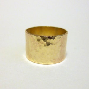 Super Wide Hammered Band Ring 10mm 14k Gold Filled image 1