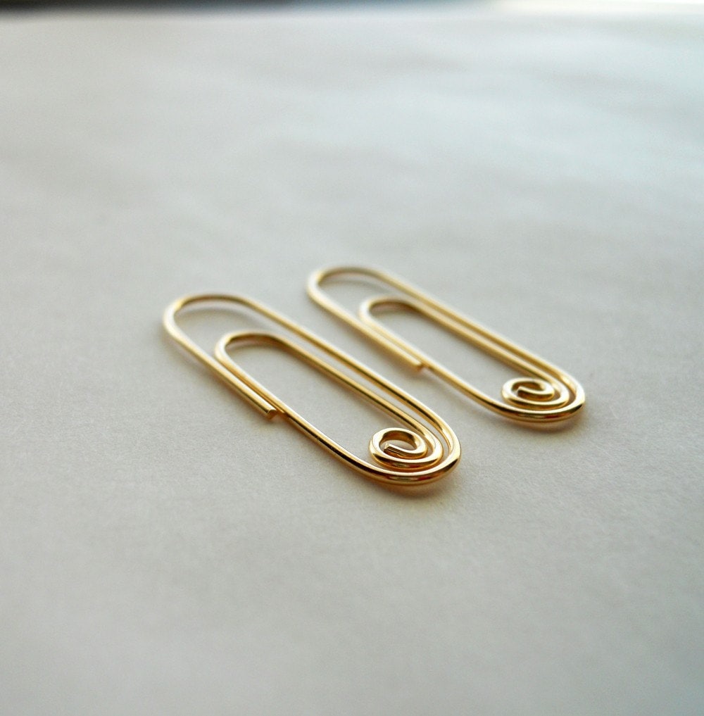 Paper Clip Earrings 14k Gold Filled Etsy