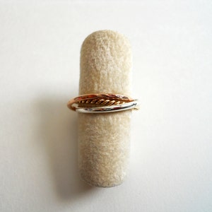 Twisted Fidget Rolling Ring Unique 14k Gold Filled Sterling Silver Mix image 2