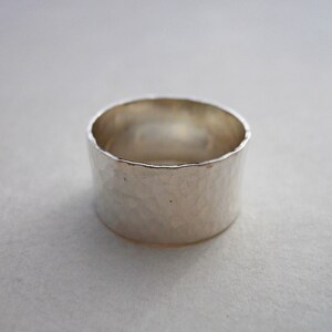 Super Wide 10mm Hammered Band Ring Solid 925 Sterling Silver image 4