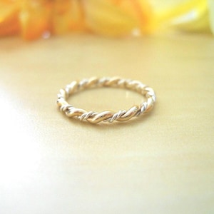 Mixed Metal Double Twist Stacking Ring - 14k Gold Filled and .925 Sterling Silver