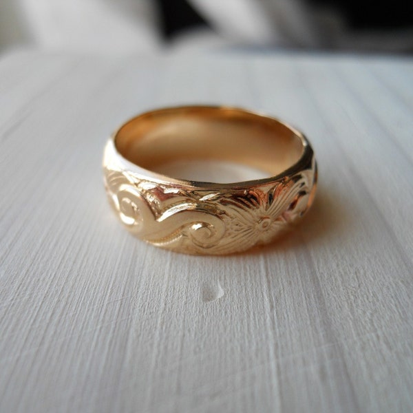 14K gold filled Heavy Pattern Band Ring