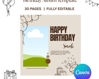 Personalized Birthday Photo Book Template | Custom Birthday Album | Gift for Best Friend Bestie Sister | Editable Canva Birthday Gift
