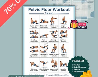 Men's Pelvic Floor Workout Poster, Kegel Exercise Guide, Core Strength Chart (Printable)