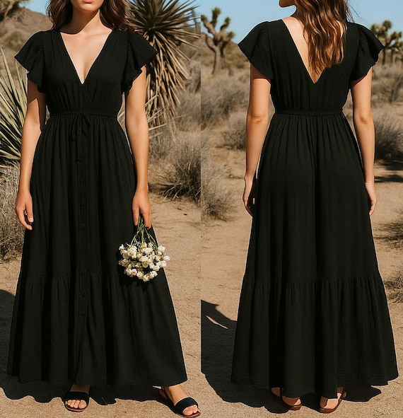 black off the shoulder dress formal black cotton organdy and silk organza summer dress – garygraham422 main image 0