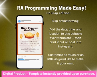 Bewohner Assistent Programm Idee Thanksgiving Holiday Flyer Event-Vorlage für RA Wohnheim Leben