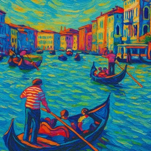 Venice Gondola Pop Art Prints – Italy Landmark Digital Wall Art – 6 Poster Bundle – Modern Printable Home Decor
