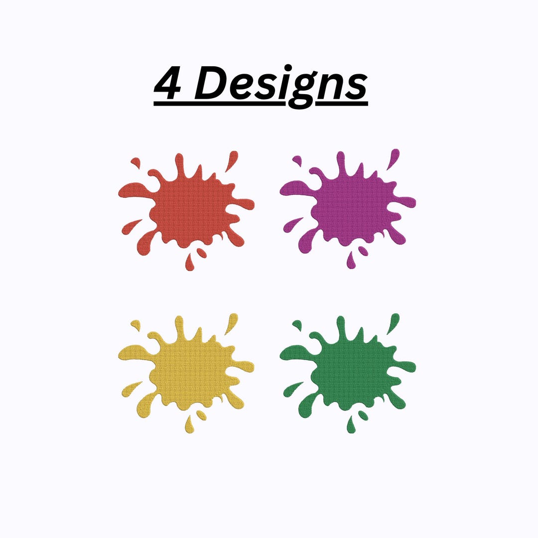 Paint Splash Embroidery Designs | 4 Color Splatter Patterns | Art Theme ...