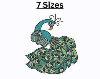豪華な孔雀の機械刺繍デザイン - 3 サイズ - Etsy 日本