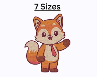 Fox Embroidery Design – 7 Sizes Included – Cartoon Animal Machine Embroidery – Emb, Pes, Jef, Dst Formats