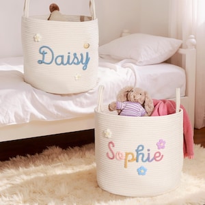 Personalized Large Baby Basket, Baby Shower Basket, Monogrammed Baby Gift, Newborn Gift, Cotton Knit Basket, Grandbaby Basket, Woven Basket