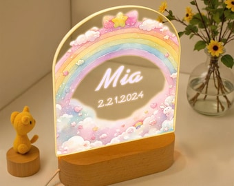 Custom Baby Night Lamp, Rainbow Night Lamp, Baby Lamp with Name, Bamptism Gift, Nursery Light Decor , Baby Birthday Gift, Christening Gift