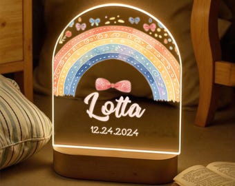 Personalized Kid's Rainbow Night Lamp, LED Night Lamp, Baby Lamp with Name, Newborn Gift , Baby Birthday Gift, Safety Baby Bedside Lamp