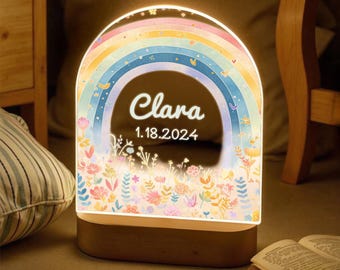 Personalized Baby Night Lamp, Rainbow Night Lamp, Baby Lamp with Name, Newborn Gift , Baby Birthday Gift, Safety Baby Bedside Lamp